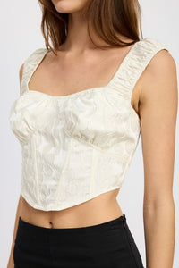 Puff Sleeve White Corset Style Top