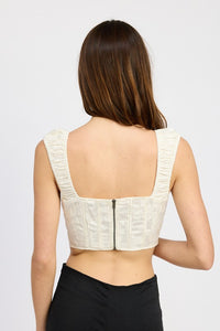 Puff Sleeve White Corset Style Top