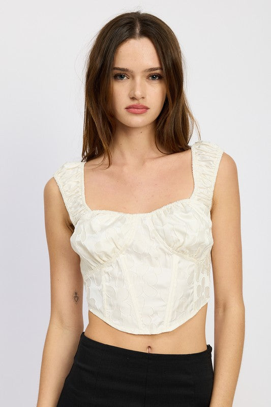 Puff Sleeve White Corset Style Top