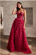 Load image into Gallery viewer, Red Sweetheart Glittered Tulle Maxi Gown