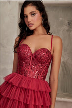 Load image into Gallery viewer, Red Sweetheart Glittered Tulle Maxi Gown