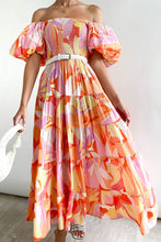 Load image into Gallery viewer, Florence of Italy Yellow Green Floral Puff Sleeve Maxi Dress