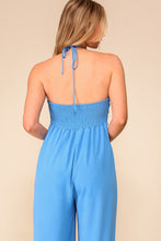 Load image into Gallery viewer, Beach Style Flowy Light Blue Halter Style Jumpsuit