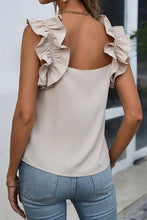 Load image into Gallery viewer, Oatmeal Ruffle Trim Sleeveless Blouse