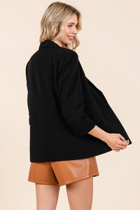 Classy Black Open-Front Casual Blazer