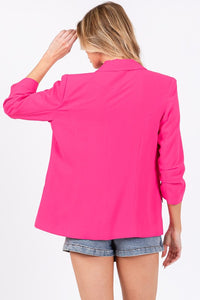 Classy Fuchsia Plus Open-Front Casual Blazer