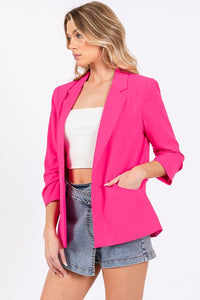 Classy Fuchsia Plus Open-Front Casual Blazer