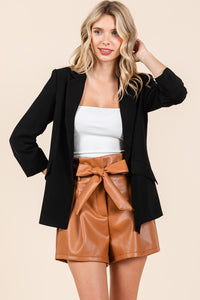 Classy Black Open-Front Casual Blazer