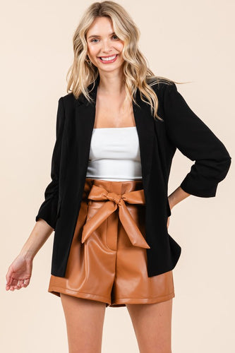 Classy Black Open-Front Casual Blazer