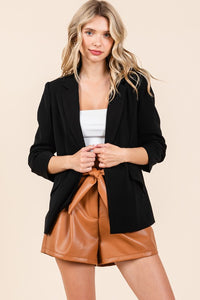 Classy Black Open-Front Casual Blazer