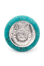 Load image into Gallery viewer, Distressed Horse Shoe Turquoise Ring