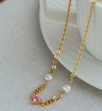 Load image into Gallery viewer, Pink Heart with Pearl Necklace