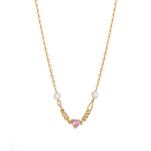 Pink Heart with Pearl Necklace