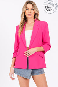 Classy Fuchsia Plus Open-Front Casual Blazer