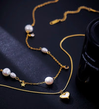 Load image into Gallery viewer, Freshwater Pearl Moon Star Necklace