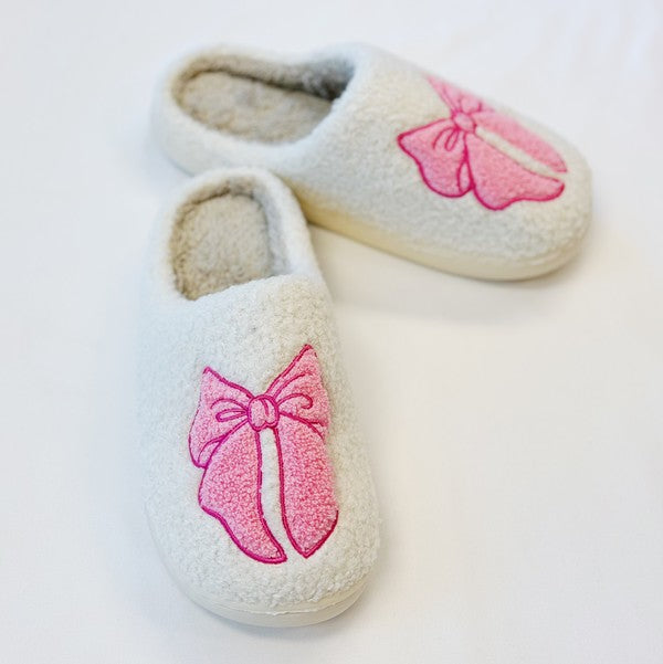 Lounge Pink Bow Cozy Slippers