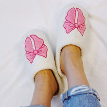 Load image into Gallery viewer, Lounge Pink Bow Cozy Slippers