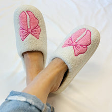 Load image into Gallery viewer, Lounge Pink Bow Cozy Slippers