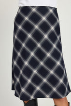 Load image into Gallery viewer, Plaid Dark Navy Midi Skirt