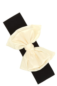 Beige/Black Ribbon Style Elastic Stretch Belt