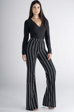 Load image into Gallery viewer, Black Striped Classic Fit High Waist Pants