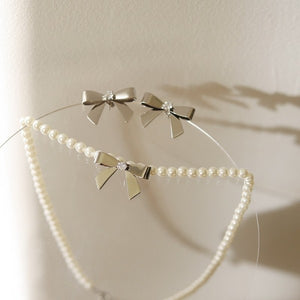 Bowknot Pearl Chain Necklace