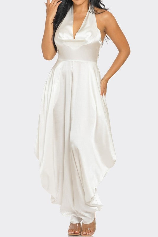 Ivory White Halter Style Serenity Jumpsuit