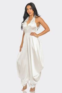 Ivory White Halter Style Serenity Jumpsuit