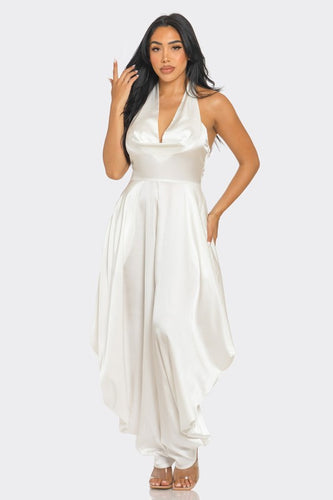 Ivory White Halter Style Serenity Jumpsuit