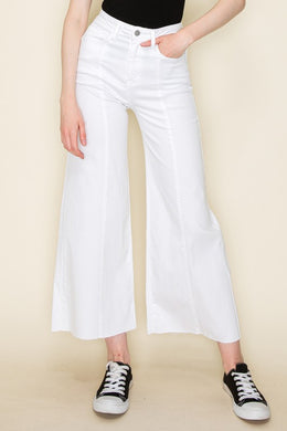 Wide Leg White Denim Jean Pants