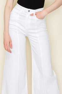 Wide Leg White Denim Jean Pants