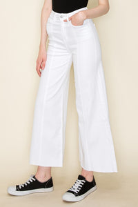 Wide Leg White Denim Jean Pants