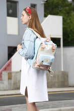 Load image into Gallery viewer, Vintage Style Blue/Pink Waterproof Backpack