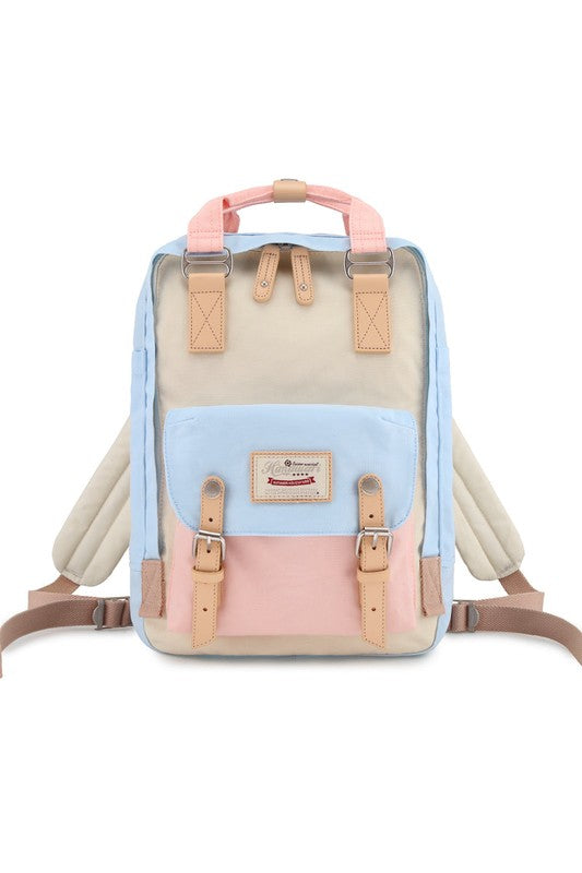 Vintage Style Blue/Pink Waterproof Backpack