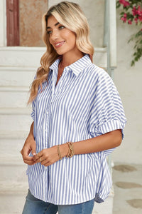 Stripe Button Up Pink Dolman Shirt