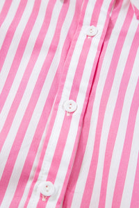 Stripe Button Up Pink Dolman Shirt