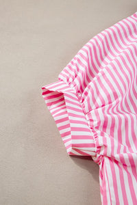 Stripe Button Up Pink Dolman Shirt