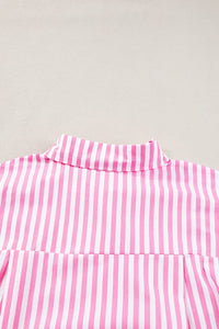 Stripe Button Up Pink Dolman Shirt