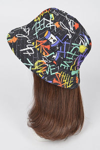 Graffiti Print Reversible Bucket Hat