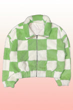 Load image into Gallery viewer, Fuzzy Pink Checkered Zip Front Jacket