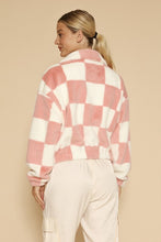 Load image into Gallery viewer, Fuzzy Pink Checkered Zip Front Jacket