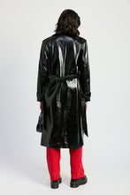 Load image into Gallery viewer, Faux Wine Red Leather Trench Coat