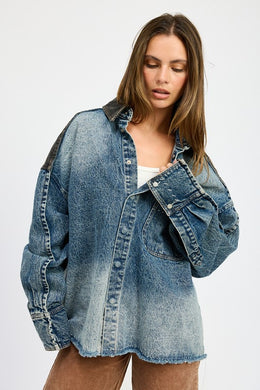 Designer Style Blue Denim Oversized Jacket