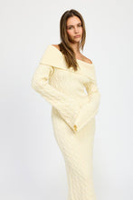 Load image into Gallery viewer, Off Shoulder Ivory Maxi Cable Dress