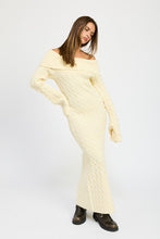 Load image into Gallery viewer, Off Shoulder Ivory Maxi Cable Dress