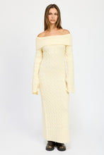 Load image into Gallery viewer, Off Shoulder Ivory Maxi Cable Dress