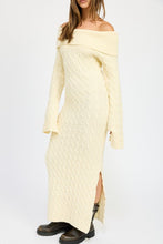 Load image into Gallery viewer, Off Shoulder Ivory Maxi Cable Dress