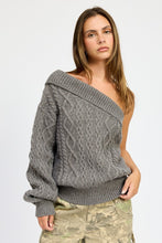 Load image into Gallery viewer, Charcoal Grey Oversized Knt One Shoulder Sweater