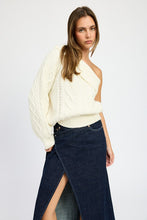 Load image into Gallery viewer, Charcoal Grey Oversized Knt One Shoulder Sweater