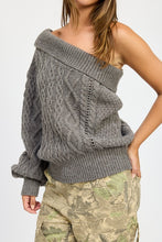 Load image into Gallery viewer, Charcoal Grey Oversized Knt One Shoulder Sweater